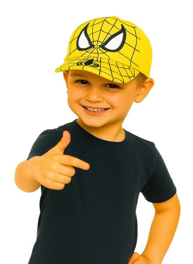 VINSON Superhero Spider Print Cap for Kids - Yellow Edition (3-6 Years) - Image 1