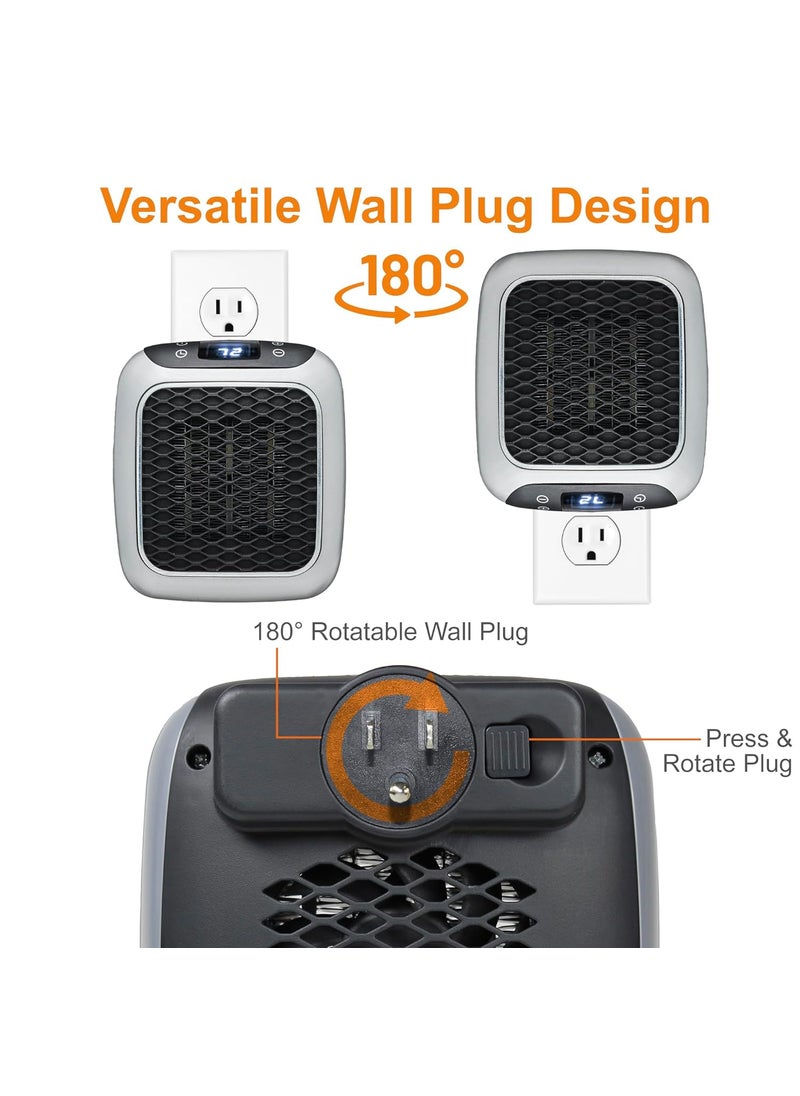 Ontel Ontel Handy Heater Turbo 800 Wall Outlet Small Space Heater with Adjustable Thermostat Programmable 12Hour Timer Auto Shut Off Quiet SpaceSaving Ceramic Mini Heater  - Image 4