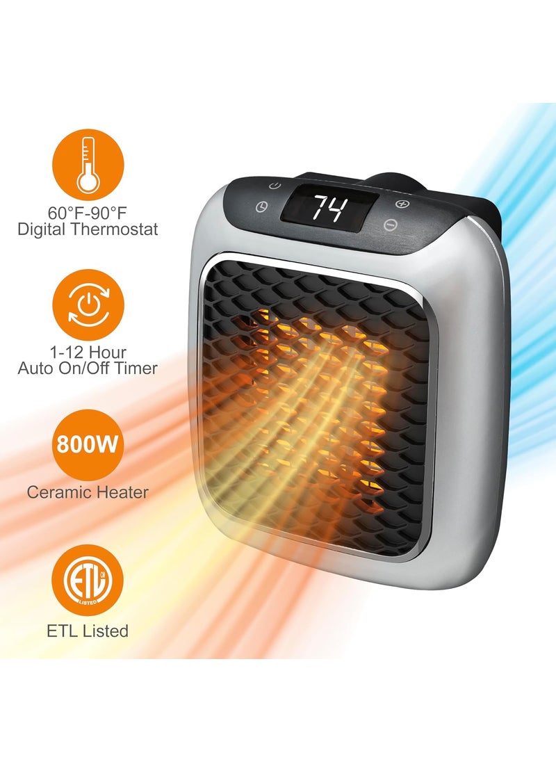 Ontel Ontel Handy Heater Turbo 800 Wall Outlet Small Space Heater with Adjustable Thermostat Programmable 12Hour Timer Auto Shut Off Quiet SpaceSaving Ceramic Mini Heater  - Image 2