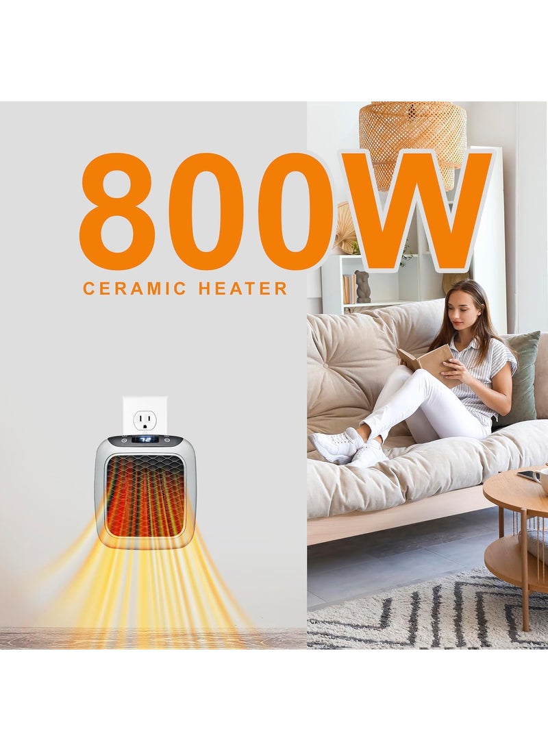 Ontel Ontel Handy Heater Turbo 800 Wall Outlet Small Space Heater with Adjustable Thermostat Programmable 12Hour Timer Auto Shut Off Quiet SpaceSaving Ceramic Mini Heater  - Image 3