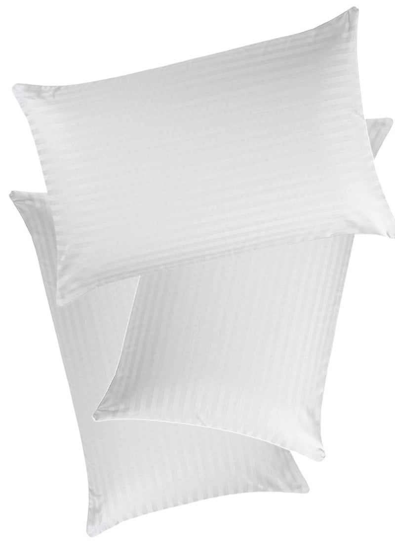 3 Piece Pillow Set Stripe Design White 50X90cm Made in Uae