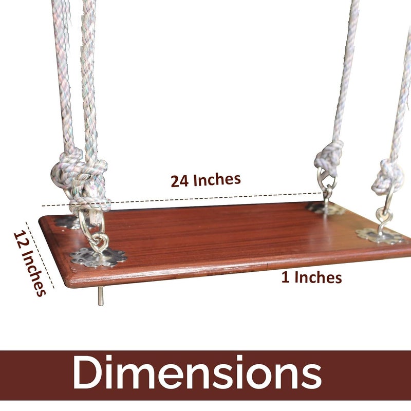 Generic Lakshya India Wooden Swing for Indoor and Outdoor with Complete Hanging Accessories Hammock Jhula  - Image 5