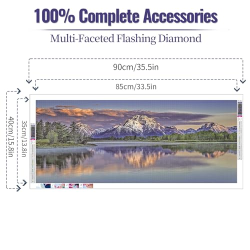 JATOK 5D Diamond Painting Kits for Adults DIY Large Mountain Full Round Drill (35.5 x 15.7 inch) Crystal Rhinestone Embroidery Pictures Arts Paint by Number Diamond Art Kits for Home Wall Decor - Image 2