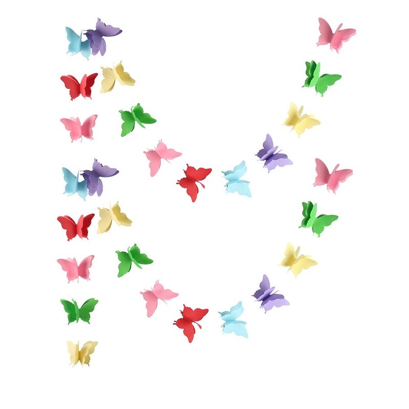 zilue Butterfly Banner Decorative Paper Garland for Wedding Baby Shower Birthday Theme Decor 110 Inches Pack of 2 Pieces Mix Color - Image 1