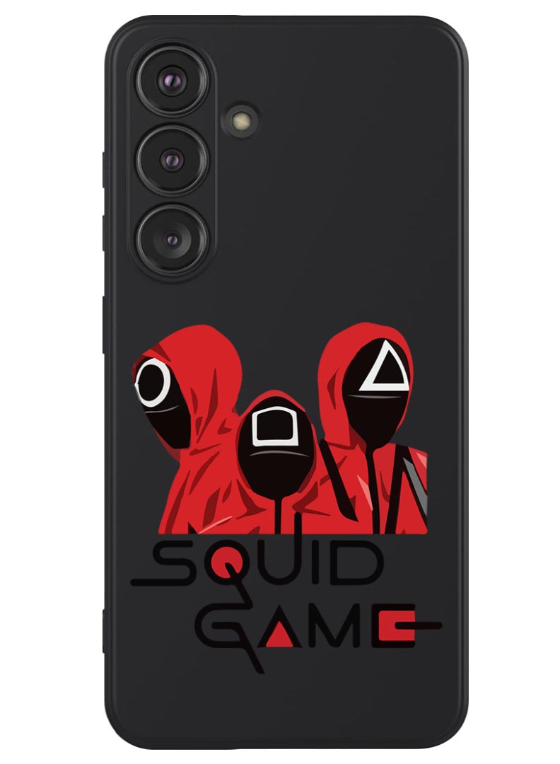 Theodor Protective Slim Fit Case Liquid Silicone Cover with Full Body Protection Anti-Scratch Shockproof Case For Samsung Galaxy S24 (Black) - Squid - Image 1