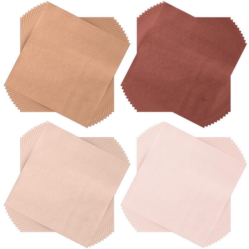 Layhit Layhit 100 Pcs Cocktail Napkins Disposable Beverage Napkins Square Paper Dessert Tissue for Valentine's Day Wedding Birthday Dinner Lunch Party Supplies(Boho Color 5 x 5 Inch)  - Image 1