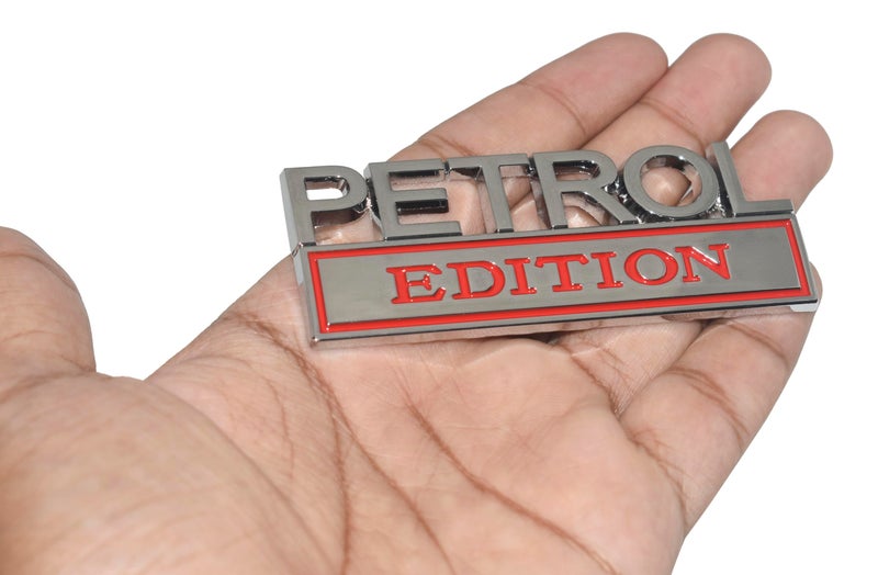 Incognito Petrol Edition Fuel Tank Emblem Sticker for Accurate Fueling (Silver Red) - Image 1