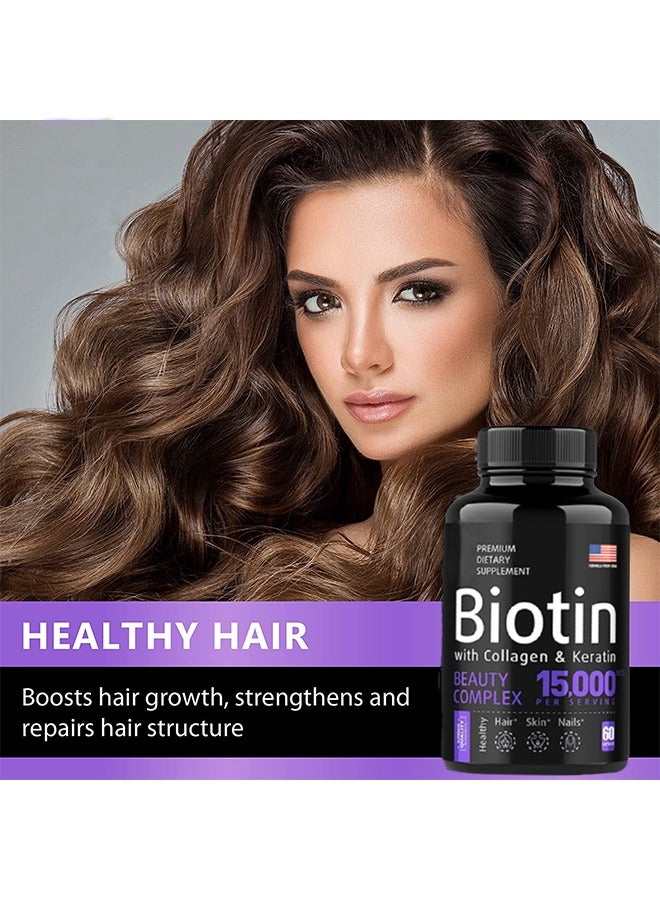 wellabs Healthy Hair Growth Vitamins - Biotin Hair Growth Supplement - 1 Month Supply - 60 Capsules - Hair Vitamins To Help You Grow Gorgeous, Longer Stronger Looking Hair - Image 1