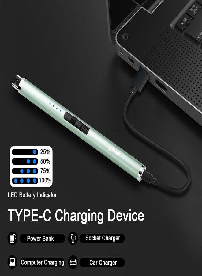 JETPRO ولاعة شموع إلكترونية قابلة لإعادة الشحن عبر منفذ USB من JETPRO، مقاومة للرياح وبدون لهب، مزودة بزر أمان للتخييم والطبخ والشواء (أخضر) - Image 5