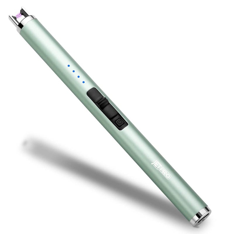 JETPRO ولاعة شموع إلكترونية قابلة لإعادة الشحن عبر منفذ USB من JETPRO، مقاومة للرياح وبدون لهب، مزودة بزر أمان للتخييم والطبخ والشواء (أخضر) - Image 1