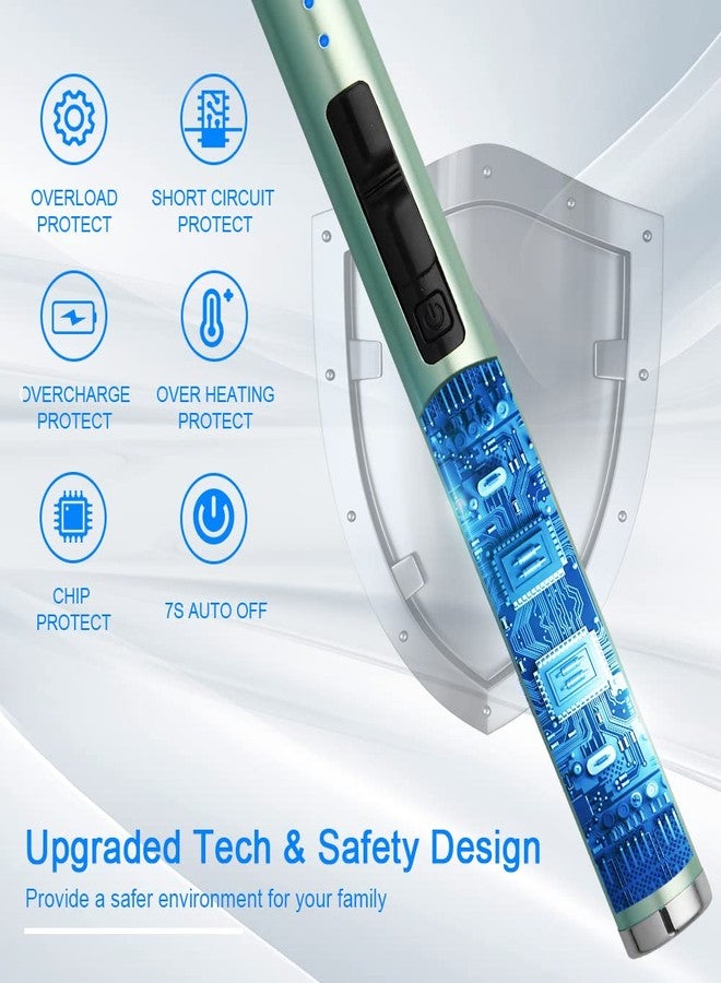 JETPRO ولاعة شموع إلكترونية قابلة لإعادة الشحن عبر منفذ USB من JETPRO، مقاومة للرياح وبدون لهب، مزودة بزر أمان للتخييم والطبخ والشواء (أخضر) - Image 4