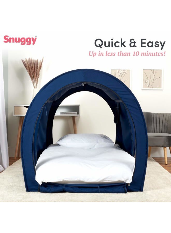 Snuggy Pod Bed Tent for All Ages, Design, Pink, Navy, Grey, Blackout (Navy, Single) - Image 2