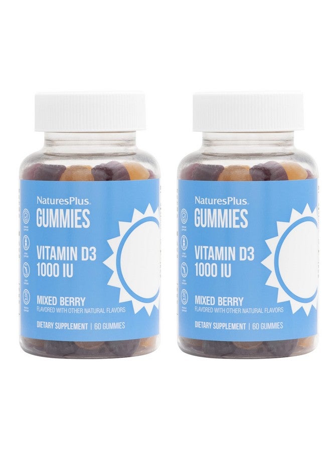 NaturesPlus Natures Plus Gummies Vitamin D3 1000 IU, Mixed Berry - 60 Gummies, Pack of 2 - Promotes Bone Health & Immune Function - Vegan, Gluten Free, Non-GMO - 120 Total Servings - Image 1