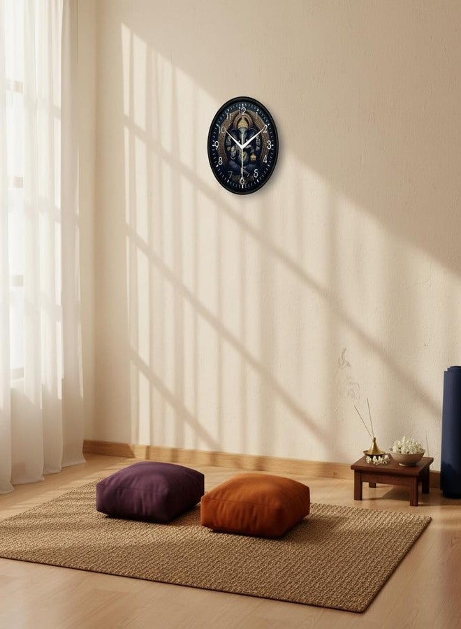 Lord Ganesha Wall Clock for Living Room & Puja Room | Black & Gold Ganpati Mandala Analog Decorative Wall Watch | Silent Non-Ticking Spiritual Hindu Decor & Housewarming Gift, Round - Image 5