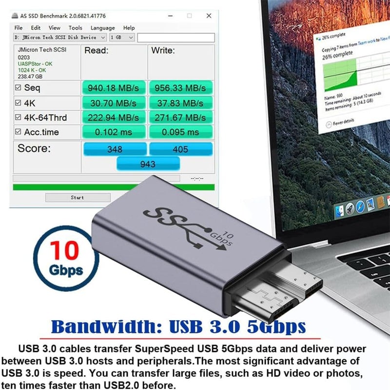 Tobo USB Female to Micro B Male Adapter, Micro USB 3.0 to USB Fe-Male Adaptor, USB 3.0 Female to Micro B Data Adapter Mic-ro Converter Micro Adaptor (TD-1176CC) - Image 4