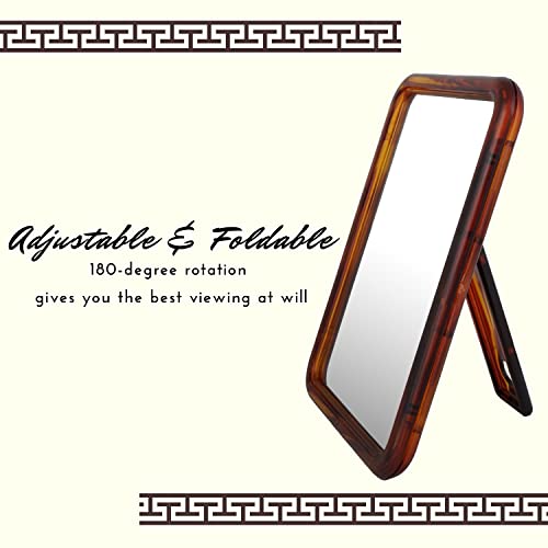 Scarlet Line Rectangular 1 Sided Makeup Mirror Adjustable and Foldable Hand Mirror for Makeup, Handy Mirror for Travel with Plastic Handle Stand - Image 2