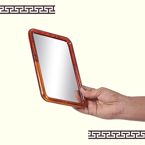 Scarlet Line Rectangular 1 Sided Makeup Mirror Adjustable and Foldable Hand Mirror for Makeup, Handy Mirror for Travel with Plastic Handle Stand - Image 5