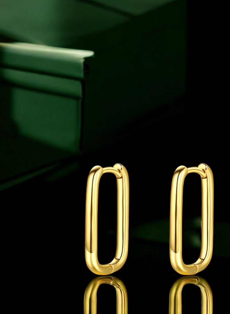 Elegant 18K Gold Plated Rectangle Hoop Earrings for Long Lasting Use, High Quality and Durable Women Jewelry, Stainless Steel, No Gemstone, for Women - Image 2