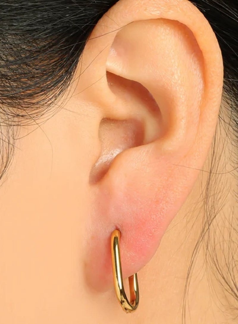 Elegant 18K Gold Plated Rectangle Hoop Earrings for Long Lasting Use, High Quality and Durable Women Jewelry, Stainless Steel, No Gemstone, for Women - Image 3