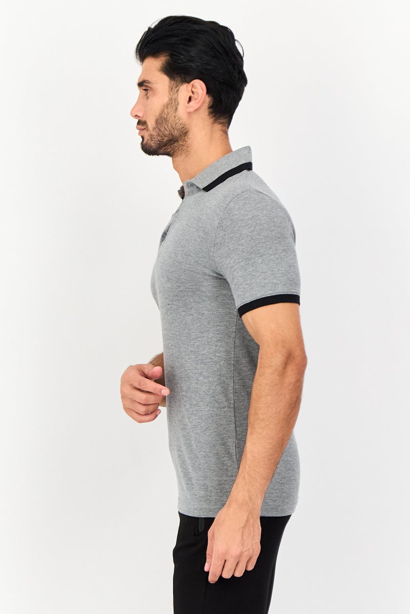 PUMA تي شيرت بولو رياضي للرجال بأكمام قصيرة، خارجي، رمادي - Image 2