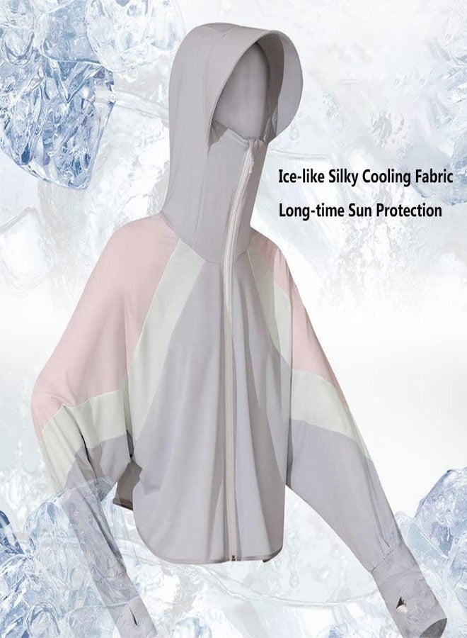 PALAY® Nylon Sun Protection Hoodie For Women Sun Protection Hoodie Standard Length Jacket Full Zip Upf 50+ Uv Block Clothing With Brim For Running Hiking Outdoor Quick Dry, Grey - Image 5