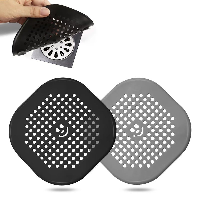 Couidl 2 Pack Drain Hair Catcher Silicone Drain Protector Hair Stopper with Suction Cup for Shower Kitchen Bathroom Lake Blue