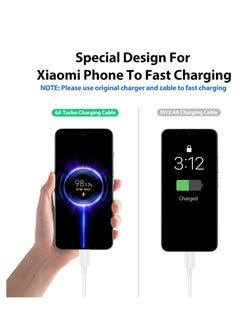 Generic قابس شاحن سريع 67 وات لـ Xiaomi 13T مع كابل شحن توربو 6A/1M، نوع شاحن حائط UK+ كابل USB C لـ Xiaomi 13 Lite 13/13 Pro/12T/12 12X Redmi Note 12 11 Pro POCO F5 Pro  - Image 3