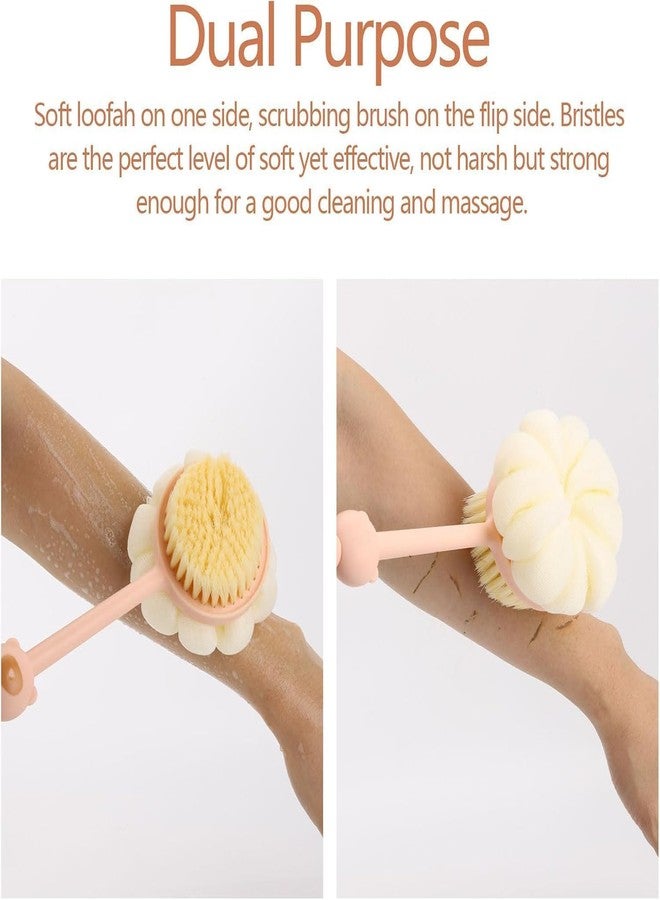 CRADIAX 2 IN 1 Back Body Bath Brush with Bristles and Loofah Back Scrubber with Curved Long Handled for Skin Exfoliating Bath, Massage Bristles Suitable for Wet or Dry, Men and Women - Image 2