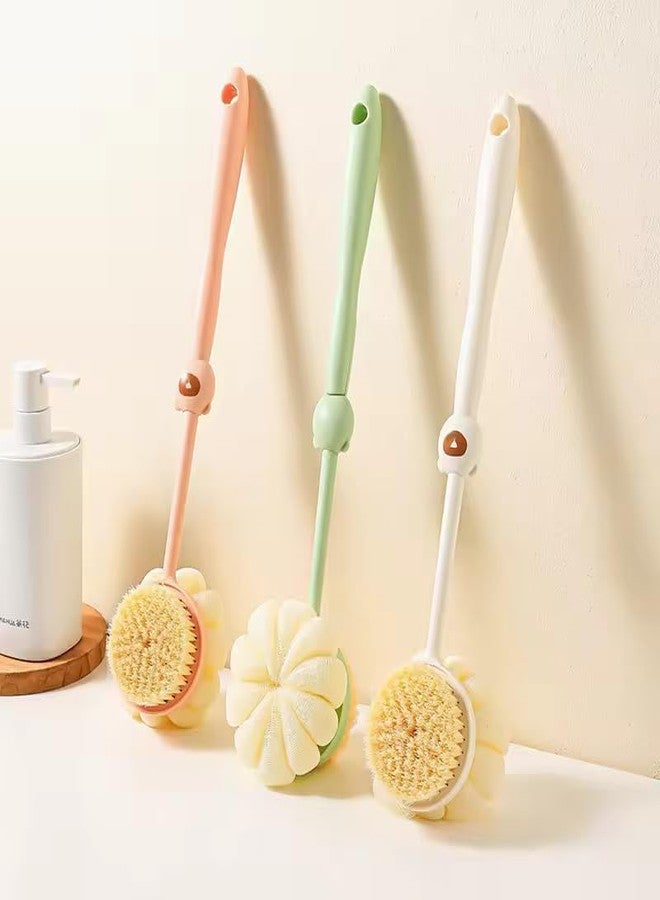 CRADIAX 2 IN 1 Back Body Bath Brush with Bristles and Loofah Back Scrubber with Curved Long Handled for Skin Exfoliating Bath, Massage Bristles Suitable for Wet or Dry, Men and Women - Image 1