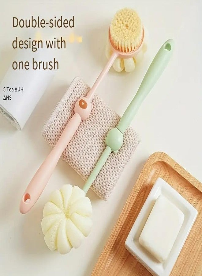 CRADIAX 2 IN 1 Back Body Bath Brush with Bristles and Loofah Back Scrubber with Curved Long Handled for Skin Exfoliating Bath, Massage Bristles Suitable for Wet or Dry, Men and Women - Image 3