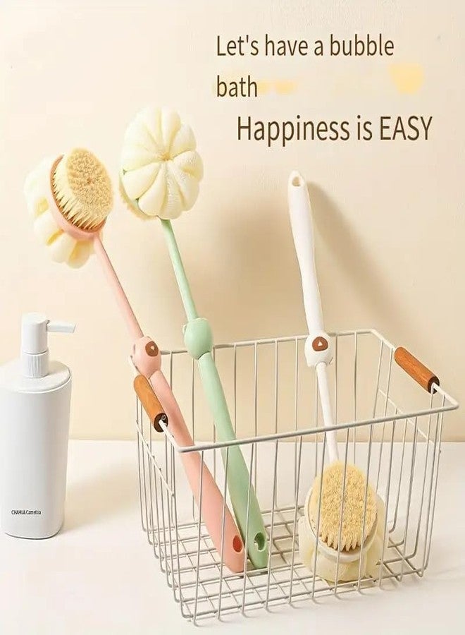 CRADIAX 2 IN 1 Back Body Bath Brush with Bristles and Loofah Back Scrubber with Curved Long Handled for Skin Exfoliating Bath, Massage Bristles Suitable for Wet or Dry, Men and Women - Image 4