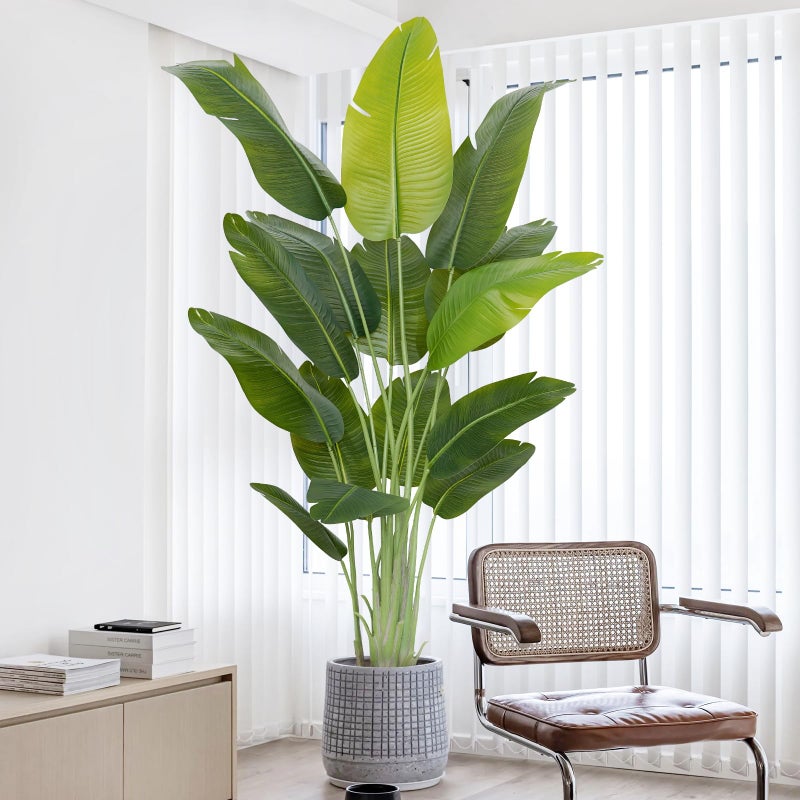 Keeplush Artificial Bird of Paradise Plant Outdoor 200cm Fake Tropical Banana Tree with 15 LeavesPerfect Faux Plants for Indoor Floor Plant in Pot for Home Decor in Living Room Office Bedroom 1Pcs