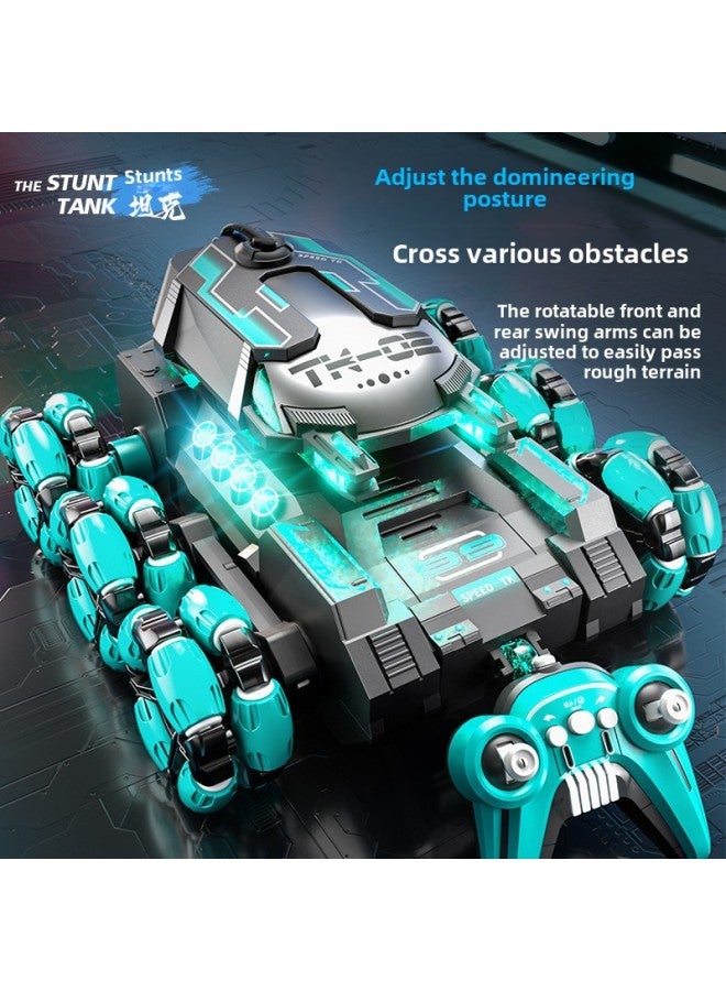 Children's Spray Tank Remote Control Car Electronic Six-wheel Stunt Simulation Off-road Birthday Gift Toys-Color:Purple Spray Six-wheel Stunt Tank 【single Control】-Specifications:A Set Of Lithium Ba - Image 5