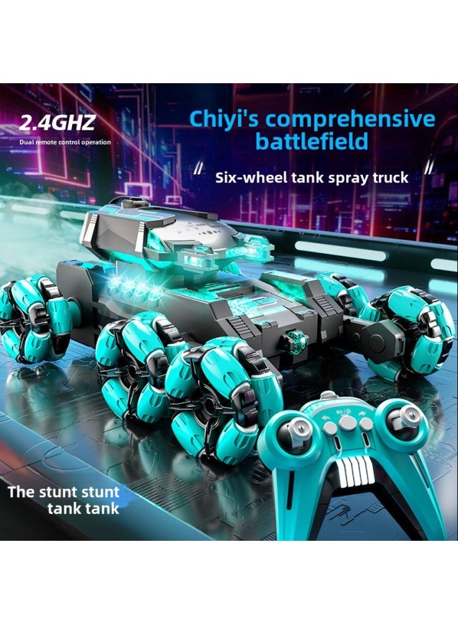 Children's Spray Tank Remote Control Car Electronic Six-wheel Stunt Simulation Off-road Birthday Gift Toys-Color:Purple Spray Six-wheel Stunt Tank 【single Control】-Specifications:A Set Of Lithium Ba - Image 4