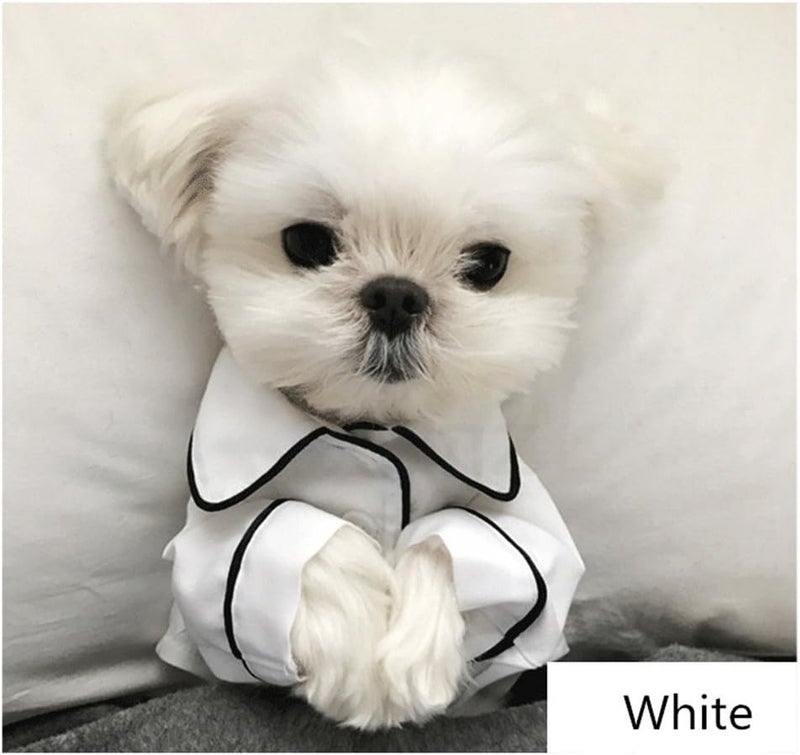comfrt Cute Pet Dog Pajamas, Puppy Silk T-Shirt Nightdress, Elegant Soft Pet Nightgown Clothes, Fashionable Cat Sleepwear Apparel, Stylish Cozy Christmas Party Costumes, for Small Pet Dogs Cats (S, white) - Image 5