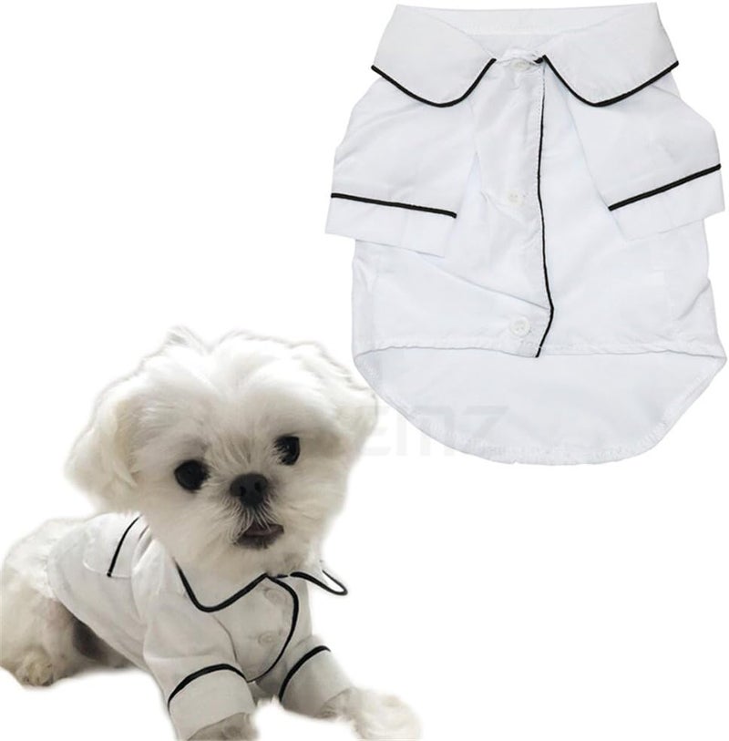 comfrt Cute Pet Dog Pajamas, Puppy Silk T-Shirt Nightdress, Elegant Soft Pet Nightgown Clothes, Fashionable Cat Sleepwear Apparel, Stylish Cozy Christmas Party Costumes, for Small Pet Dogs Cats (S, white) - Image 1