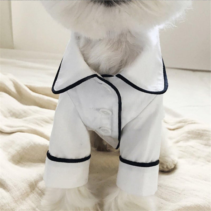 comfrt Cute Pet Dog Pajamas, Puppy Silk T-Shirt Nightdress, Elegant Soft Pet Nightgown Clothes, Fashionable Cat Sleepwear Apparel, Stylish Cozy Christmas Party Costumes, for Small Pet Dogs Cats (S, white) - Image 4
