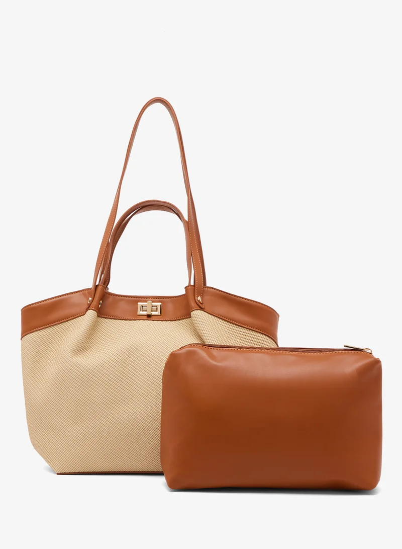 Ella Structured Colourblock Textured Tote Bag
