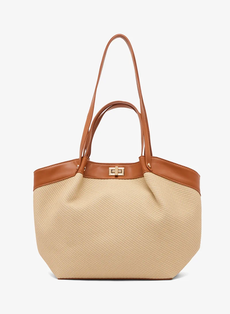 Ella Structured Colourblock Textured Tote Bag