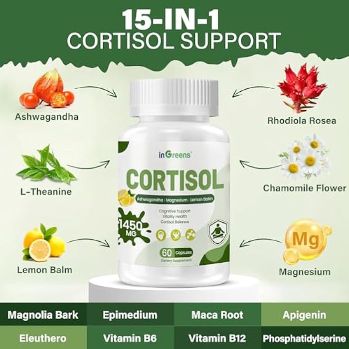 inGreens Cortisol Supplement, 15-in-1 Cortisol Manager with Ashwagandha, L-Theanine & Magnesium, Supports Cortisol Health, Relaxation & Restful Sleep, 60 Capsules - Image 4