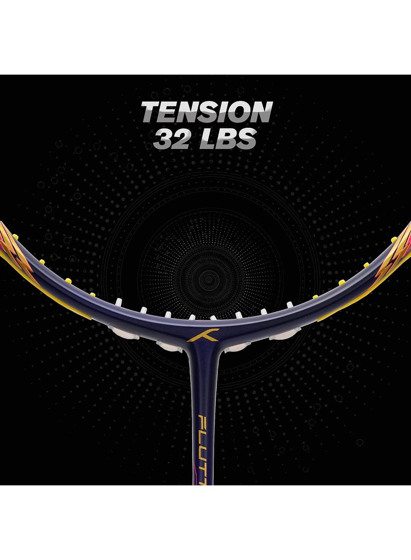 Flutter S CTRL Carbon Fibre Strung Badminton Racket (80g, Maximum String Tension - 32lbs)