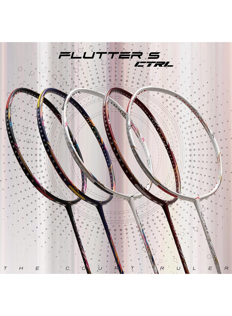 Flutter S CTRL Carbon Fibre Strung Badminton Racket (80g, Maximum String Tension - 32lbs)