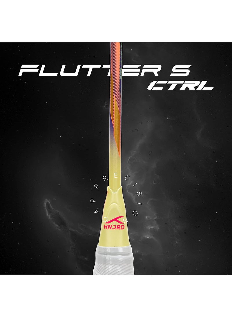 Flutter S CTRL Carbon Fibre Strung Badminton Racket (80g, Maximum String Tension - 32lbs)