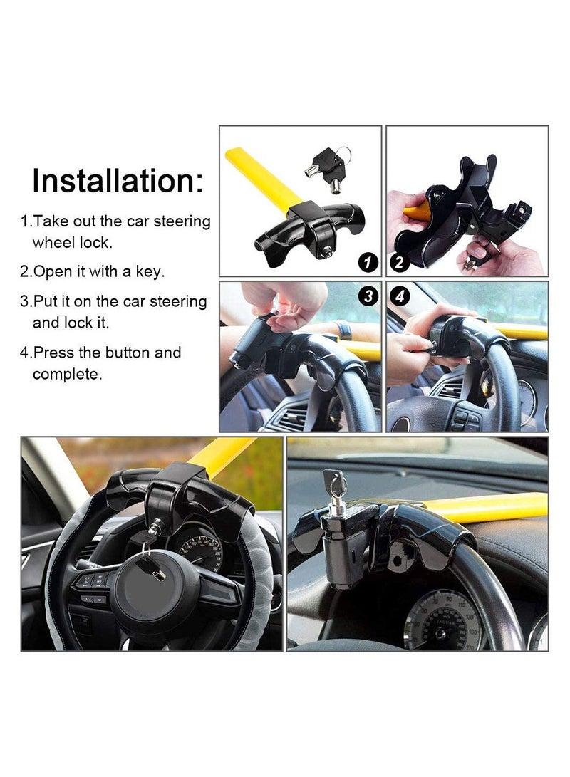 Universal Steering Wheel Lock for Cars and Vans - Maximum Security Anti-Theft T-Bar Immobiliser to Deter Thieves and Secure Your Vehicle. - Image 3
