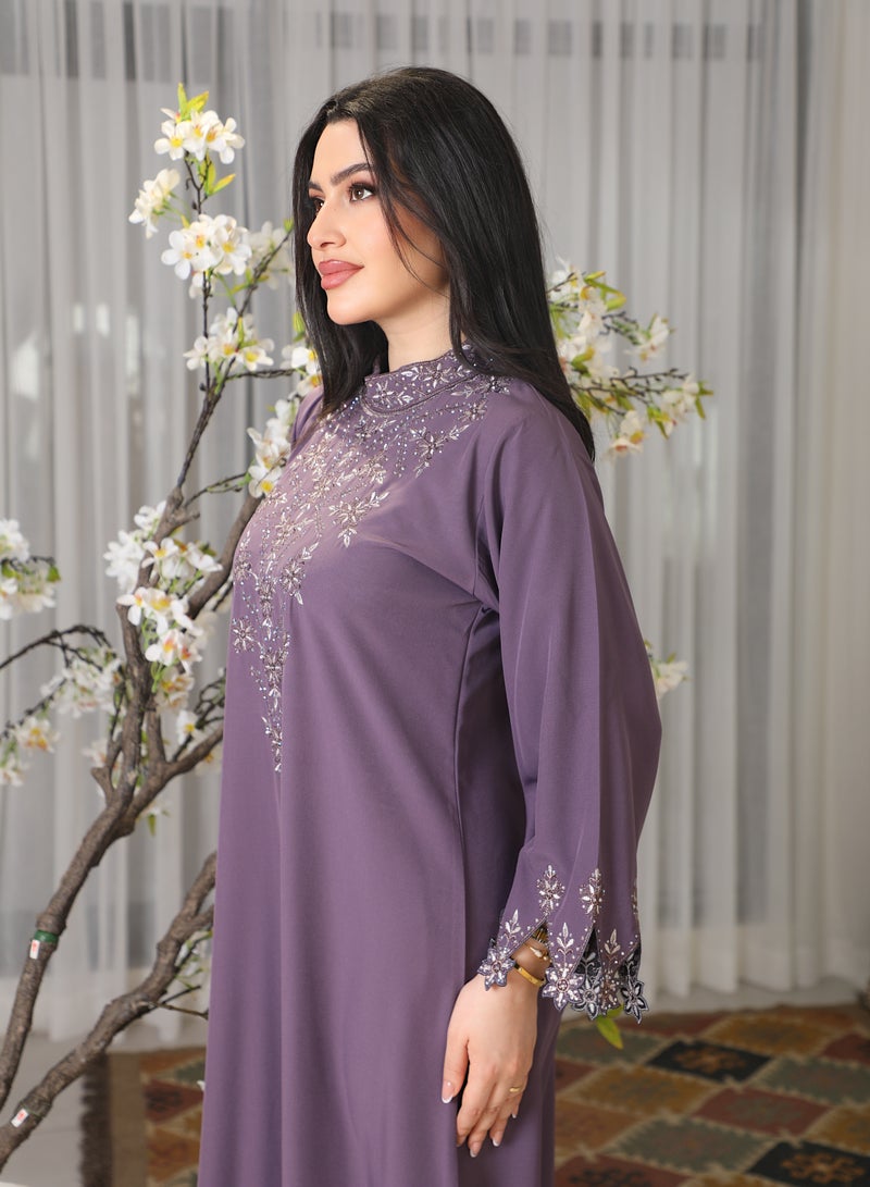 Bint Al Bilad Bint Al Bilad Women's Summer Long Luxury Jalabiya | jalabiya for women, Full-Length Kaftan Dress for Eid, Wedding, Special Occasions | Embroidered Saudi Abaya | Modest Islamic Clothing  - Image 2