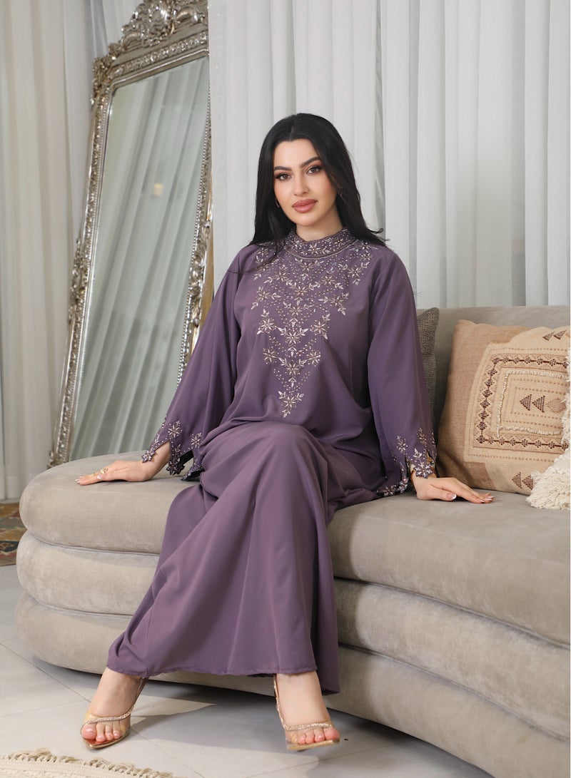 Bint Al Bilad Bint Al Bilad Women's Summer Long Luxury Jalabiya | jalabiya for women, Full-Length Kaftan Dress for Eid, Wedding, Special Occasions | Embroidered Saudi Abaya | Modest Islamic Clothing  - Image 4
