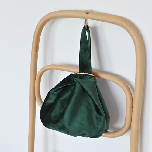 Hoxis Women Clutch Velvet Top Handle Bag Wristlet Small Tote Purse (Dark Green) - Image 2