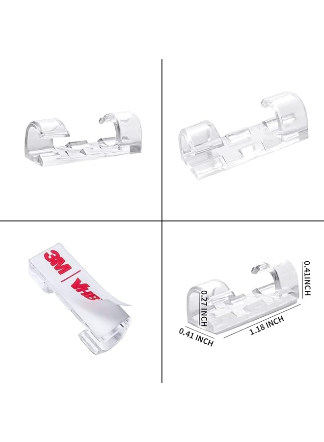 إيروريكس 40 قطعة من مشابك الكابلات الشفافة ومشابك إدارة الكابلات وحامل الأسلاك القوي اللاصق ذاتيًا وحامل الأسلاك شديد التحمل ومشبك الأسلاك المتين لإدارة الكابلات وكابل شحن USB - Image 2