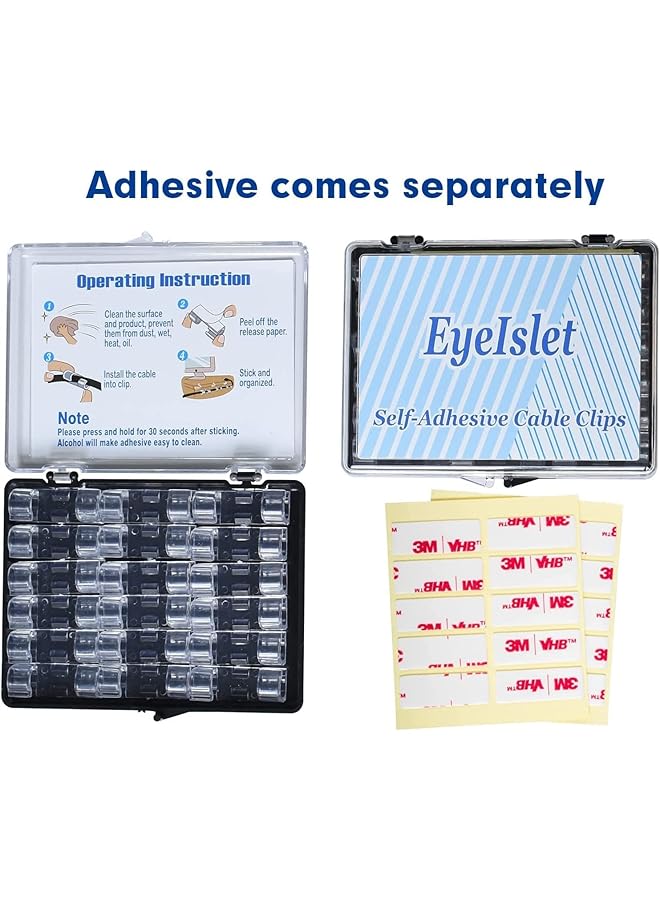 إيروريكس 40 قطعة من مشابك الكابلات الشفافة ومشابك إدارة الكابلات وحامل الأسلاك القوي اللاصق ذاتيًا وحامل الأسلاك شديد التحمل ومشبك الأسلاك المتين لإدارة الكابلات وكابل شحن USB - Image 4
