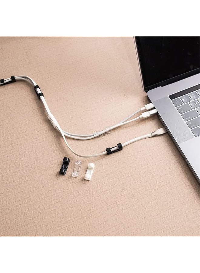 إيروريكس 40 قطعة من مشابك الكابلات الشفافة ومشابك إدارة الكابلات وحامل الأسلاك القوي اللاصق ذاتيًا وحامل الأسلاك شديد التحمل ومشبك الأسلاك المتين لإدارة الكابلات وكابل شحن USB - Image 3